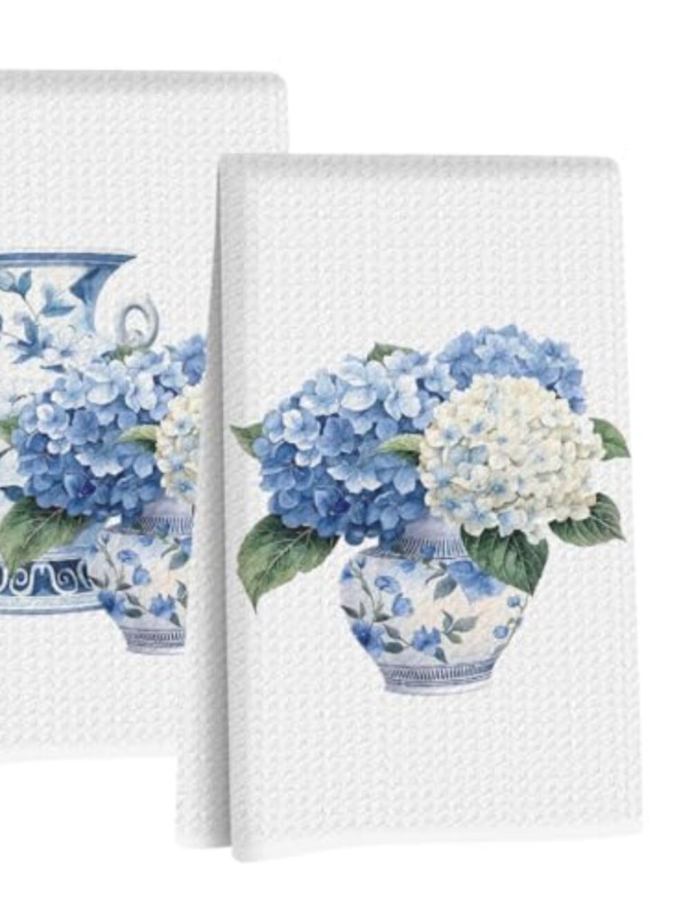 2Pcs Blue and White Porcelain Chinoiserie Kitchen Towels 24x14 Inch